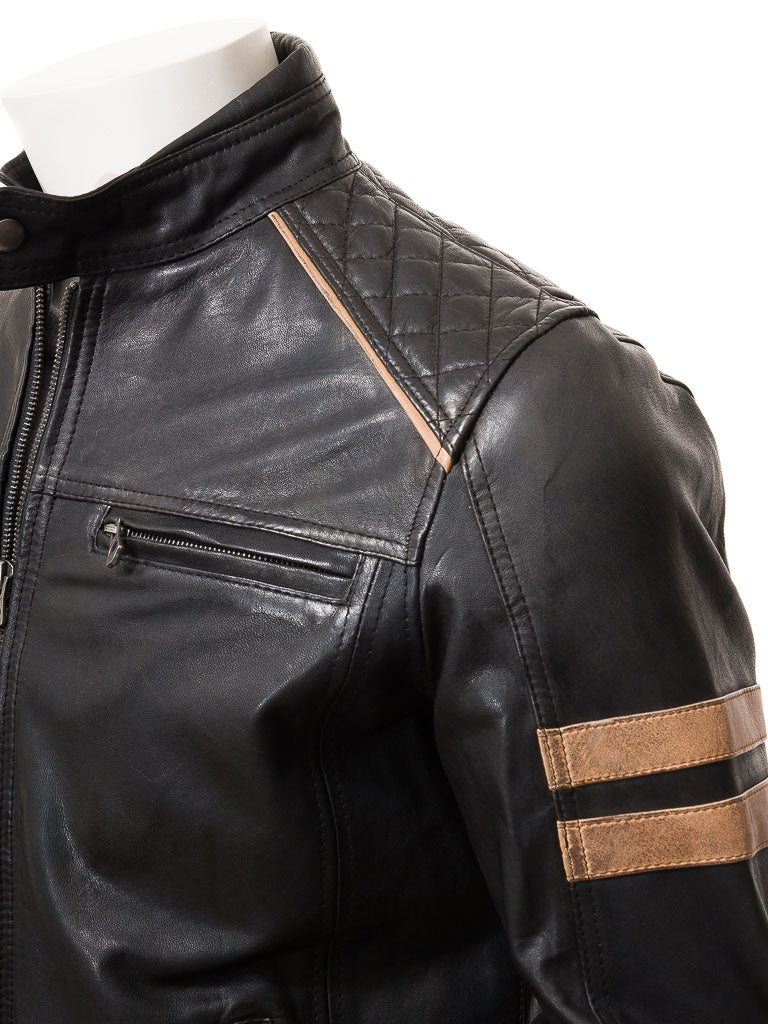 Black Fashion Men Biker Leather Jacket