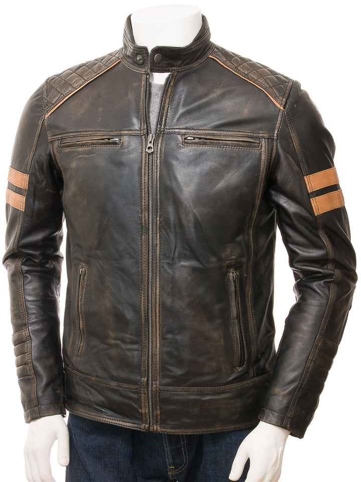 Black Fashion Men Biker Leather Jacket