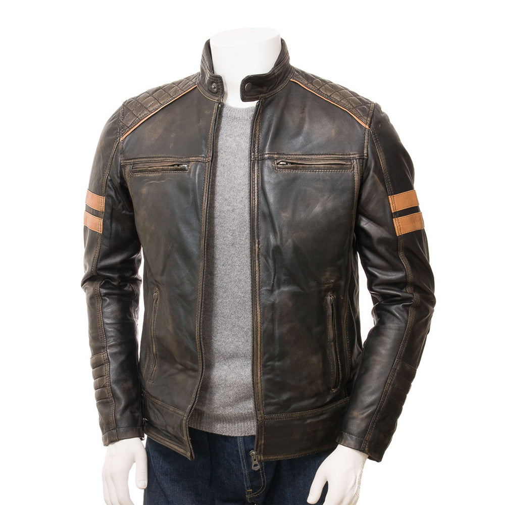 Black Fashion Men Biker Leather Jacket