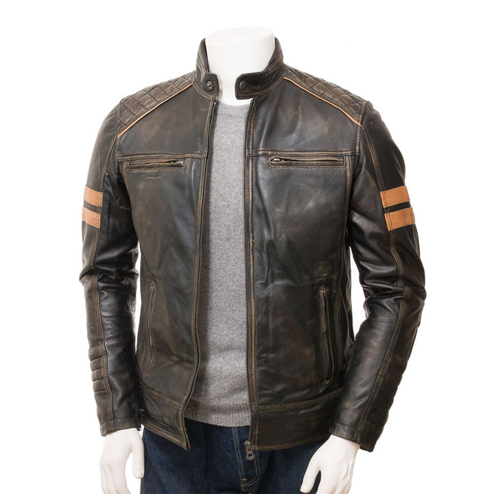 Black Fashion Men Biker Leather Jacket