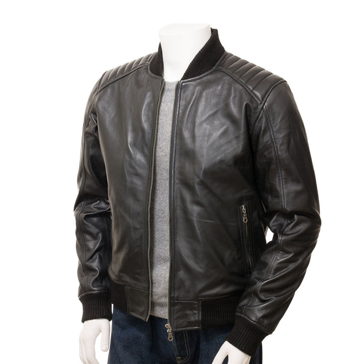 Black Fashion Men Biker Leather Jacket
