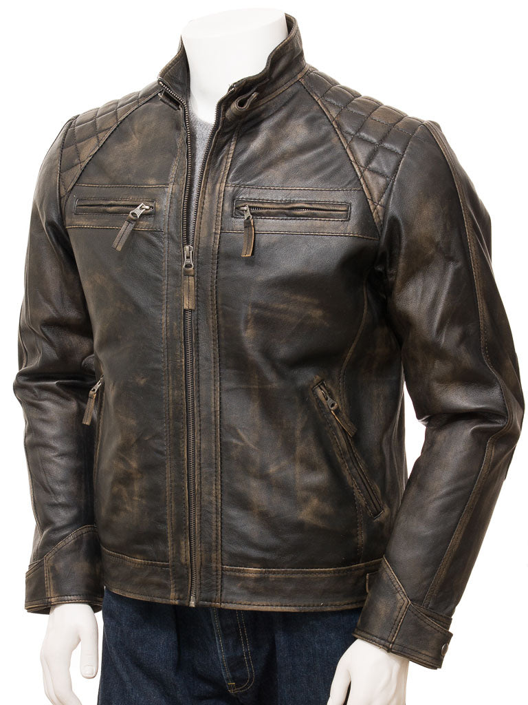 Black Fashion Men Biker Leather Jacket