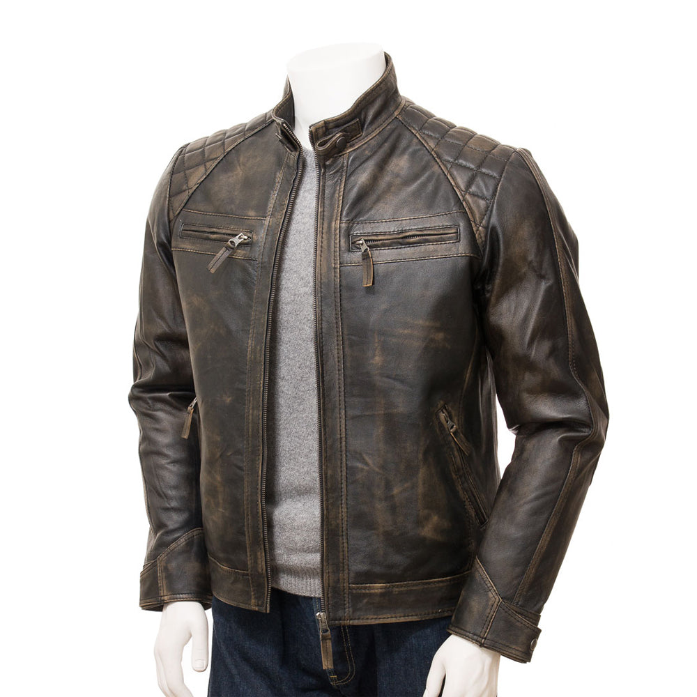 Black Fashion Men Biker Leather Jacket