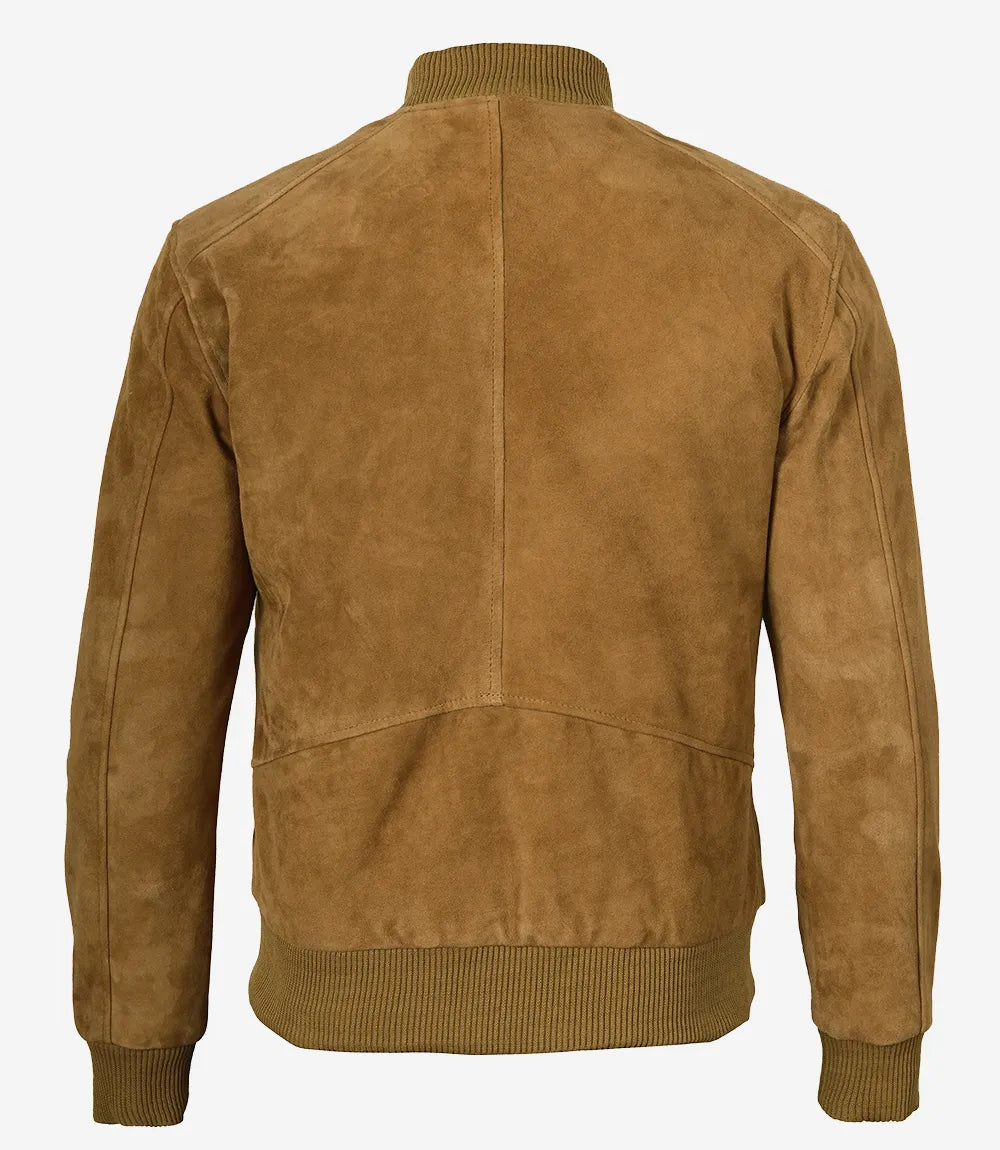 Men's Bomber Light Brown Suede Jacket