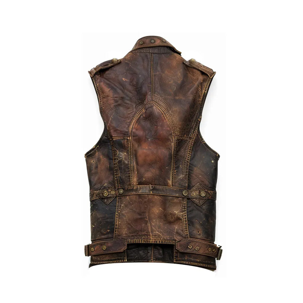 Men’s Amell Vintage Distressed Brown Leather Vest
