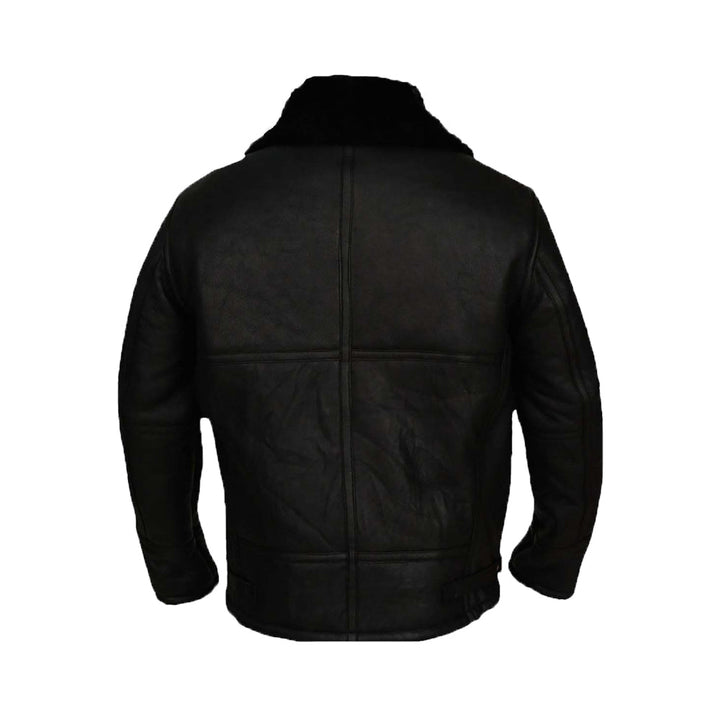 Ashley B-3 Shearling Black Leather Aviator Jacket