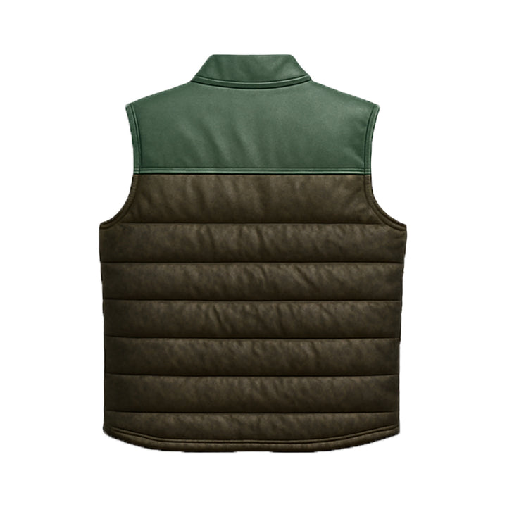 Men’s Bridger Green Leather Down Puffer Vest