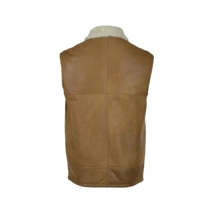 Men’s Fur Shearling Brown Leather Vest