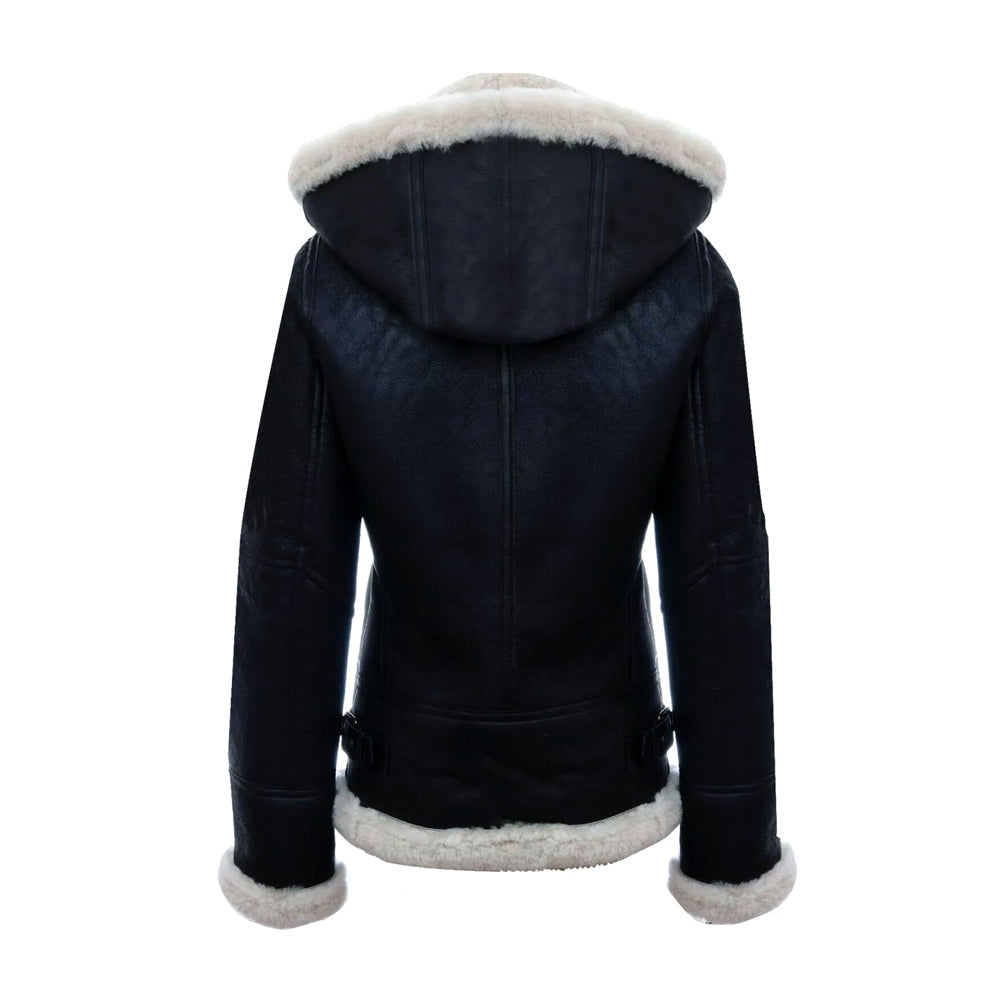 Women Hooded Shearling Jacket