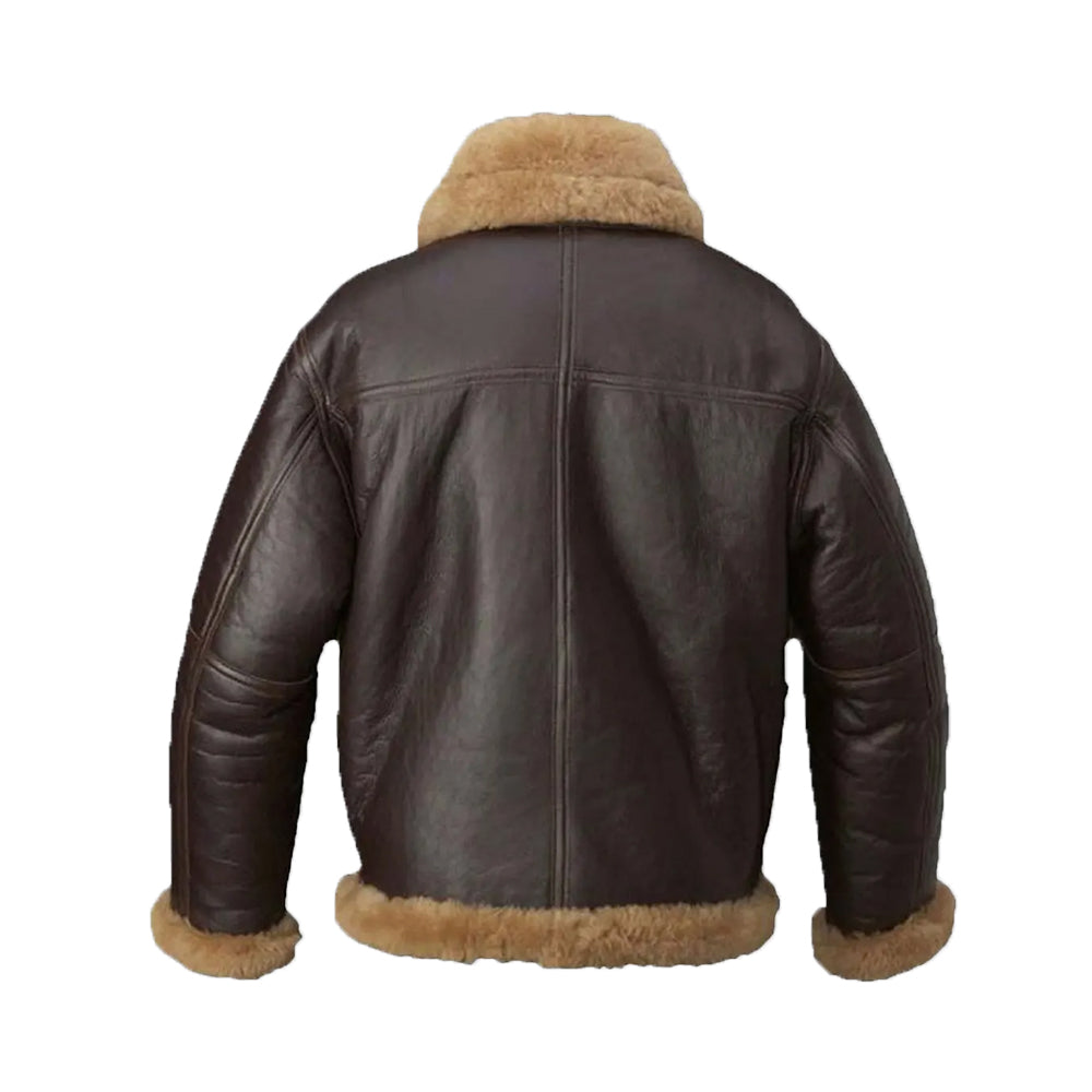 Aqua B-3 Shearling Brown Leather Aviator Jacket