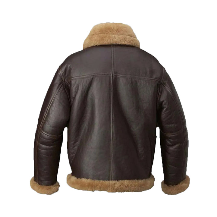 Aqua B-3 Shearling Brown Leather Aviator Jacket