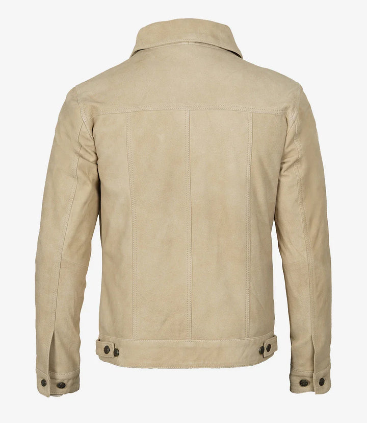 Fernando Men's Camel Suede Trucker Jacket