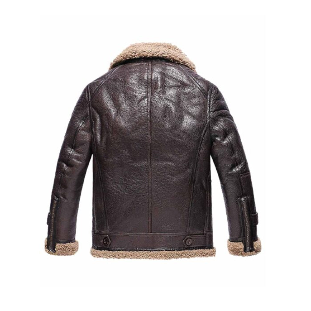 Men’s Shearling Lambskin Bomber Brown Leather Jacket
