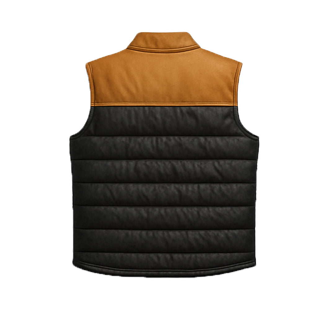 Unisex Bridger Brown Leather Down Puffer Ves