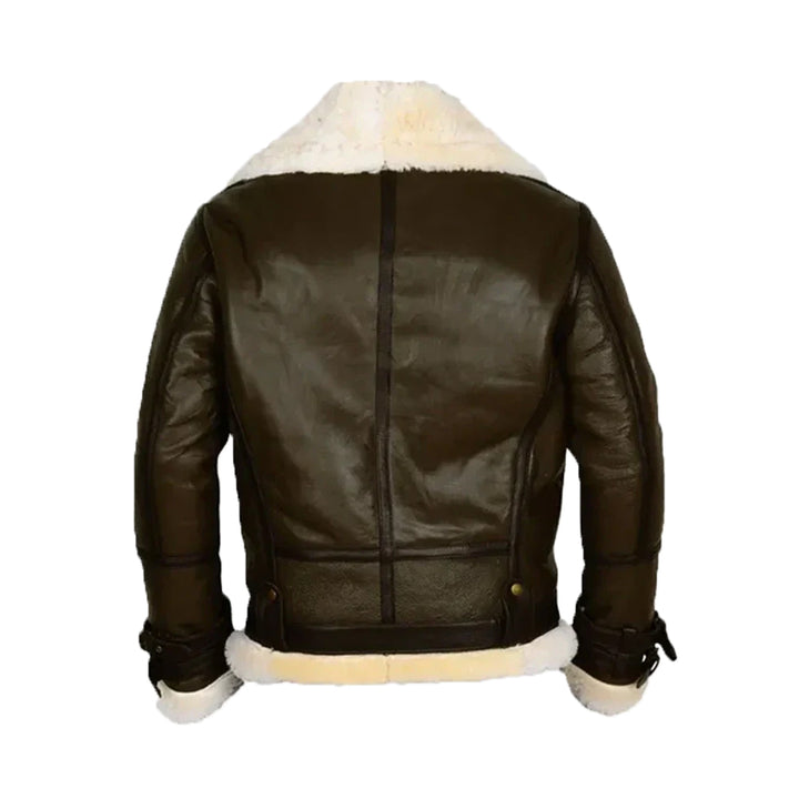 Terry Army B-3 Shearling Green Leather Aviator Jacket