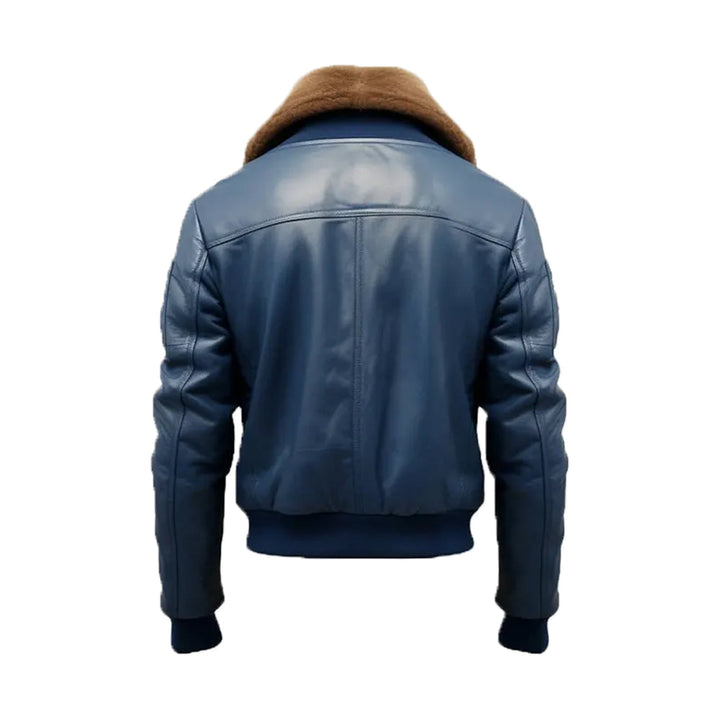 Men's Blue Flight Bomber Leather Jacket