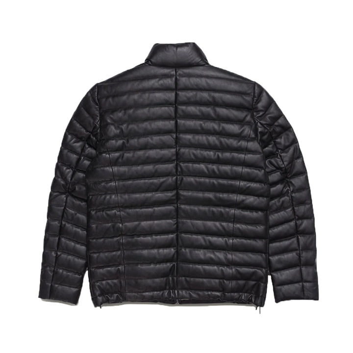 Classic Black Leather Down Jacket