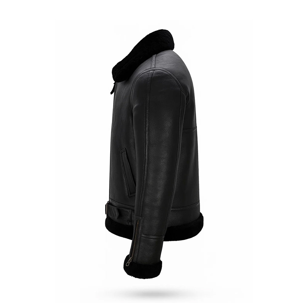 AVIATOR’S Choice Black Sheepskin Shearling Bomber Jacket