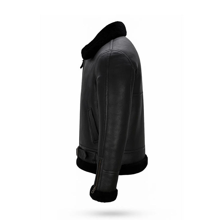 AVIATOR’S Choice Black Sheepskin Shearling Bomber Jacket
