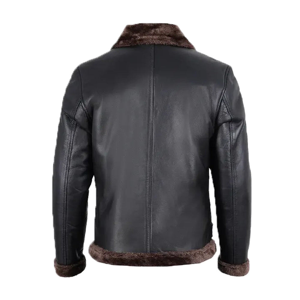 Men's Black Shearling Bomber Leather Jacket
