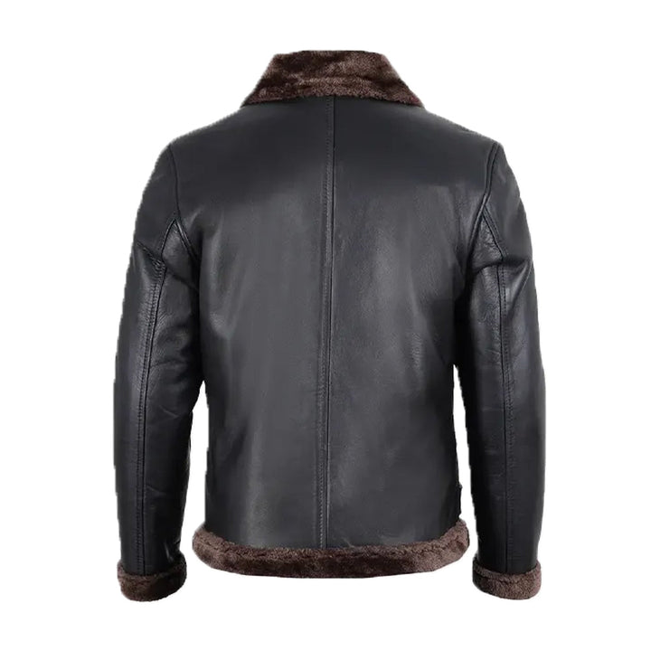 Men's Black Shearling Bomber Leather Jacket