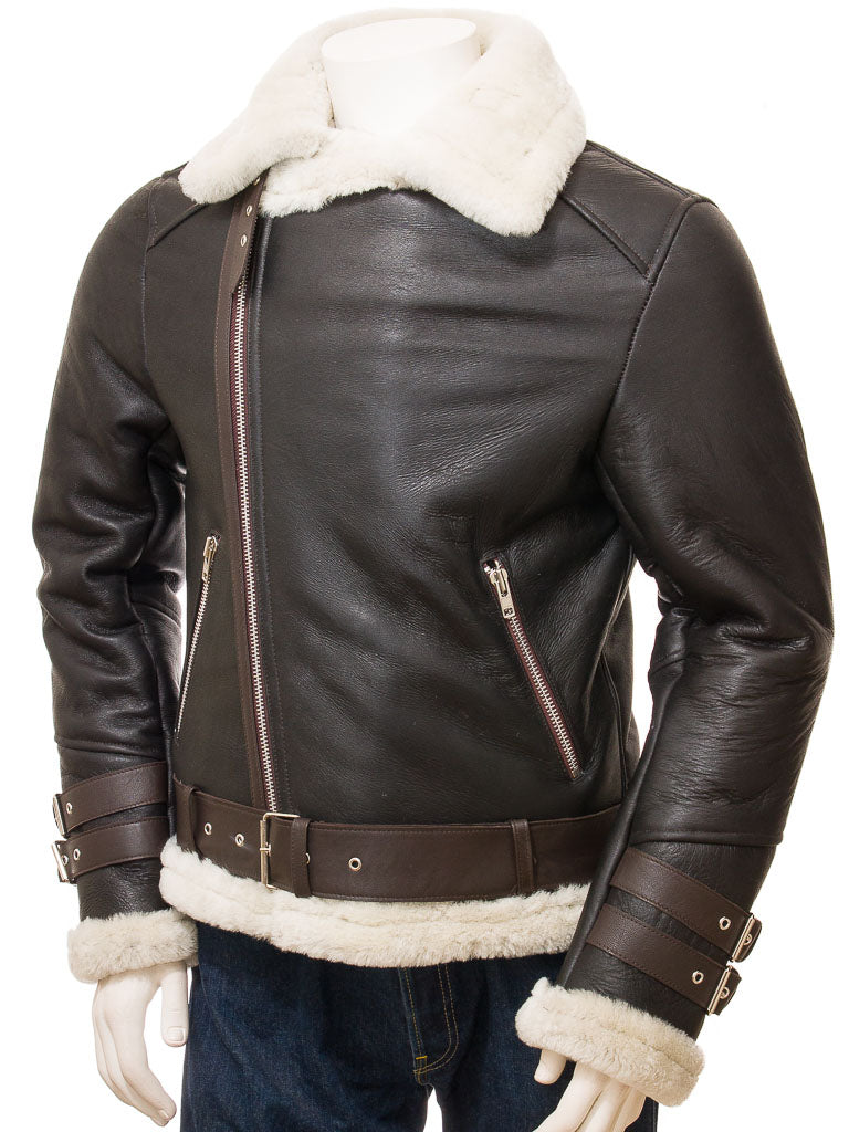 Premium Men Classic Fashion Leather Jacket with Fur Collar