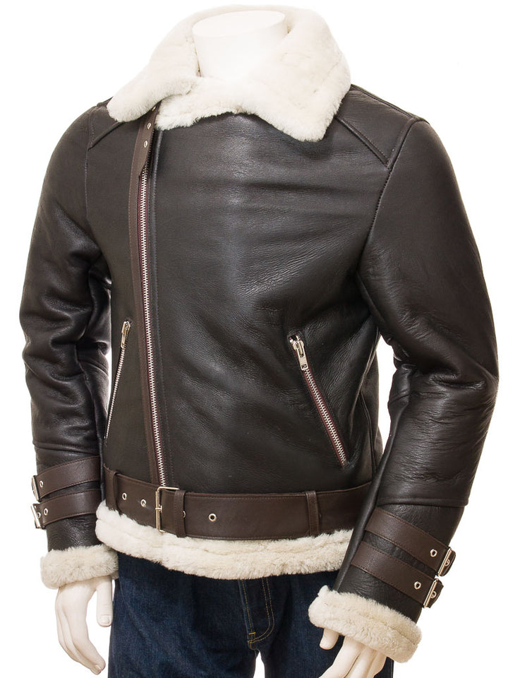 Premium Men Classic Fashion Leather Jacket with Fur Collar