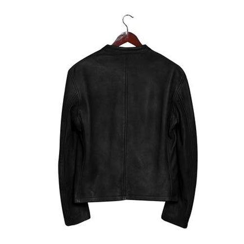 Moto Racer Black Leather Jacket for Men - Genuine Slim Fit