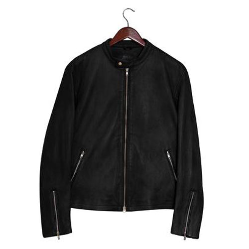 Moto Racer Black Leather Jacket for Men - Genuine Slim Fit