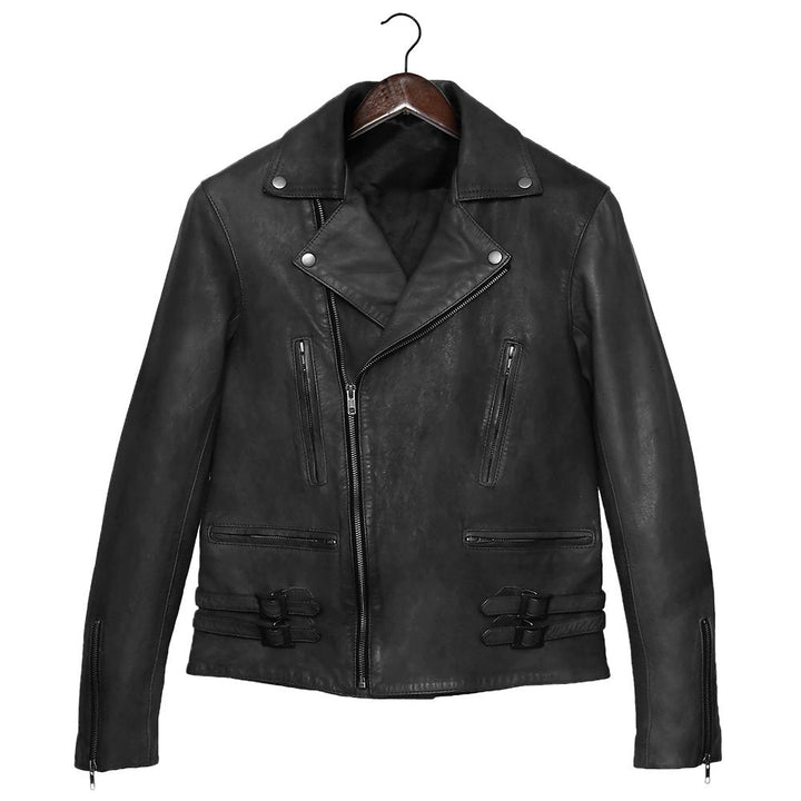Easy Rider Black Leather Jacket for Men - Genuine Slim Fit