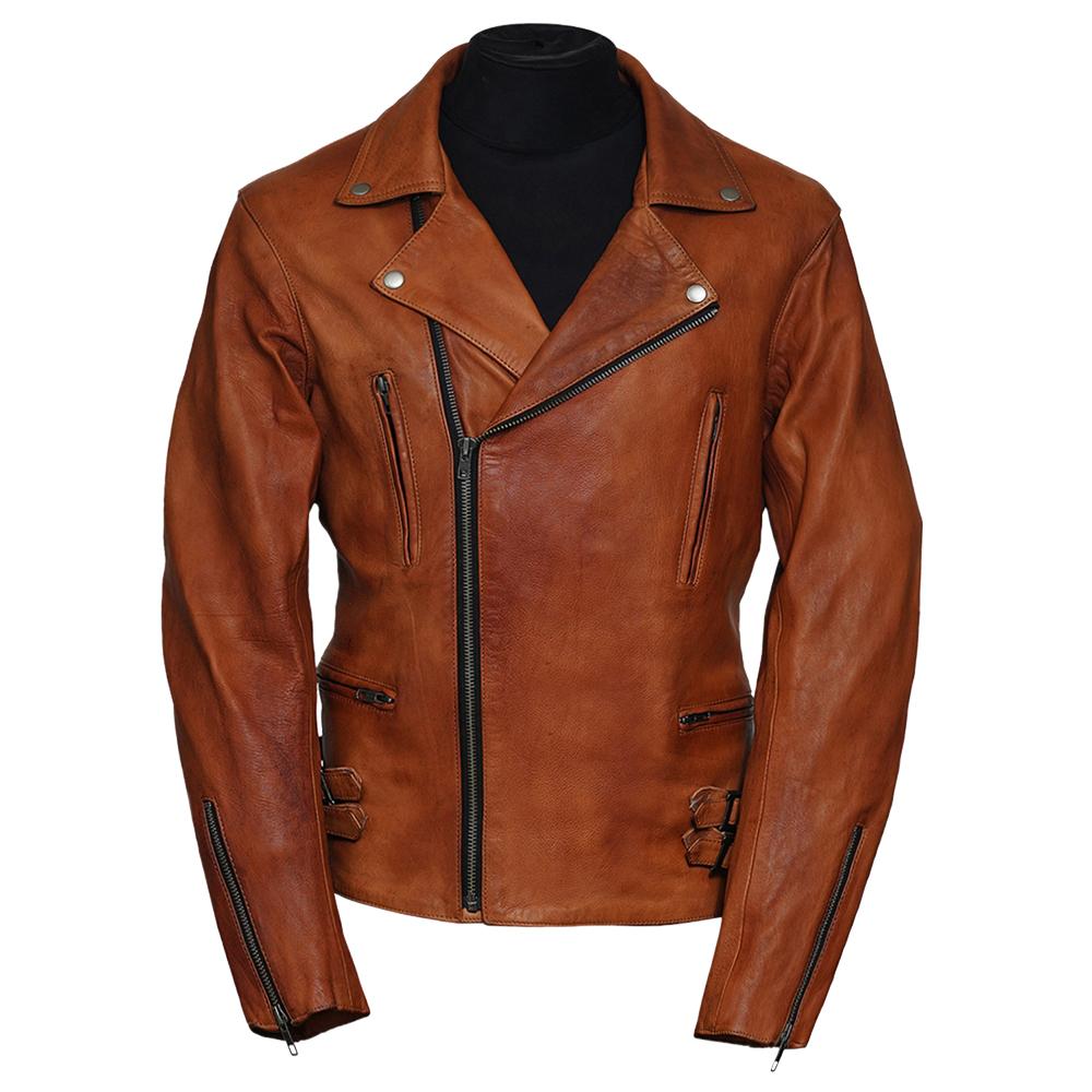 Easy Rider Camel Leather Jacket for Men - Genuine Slim Fit