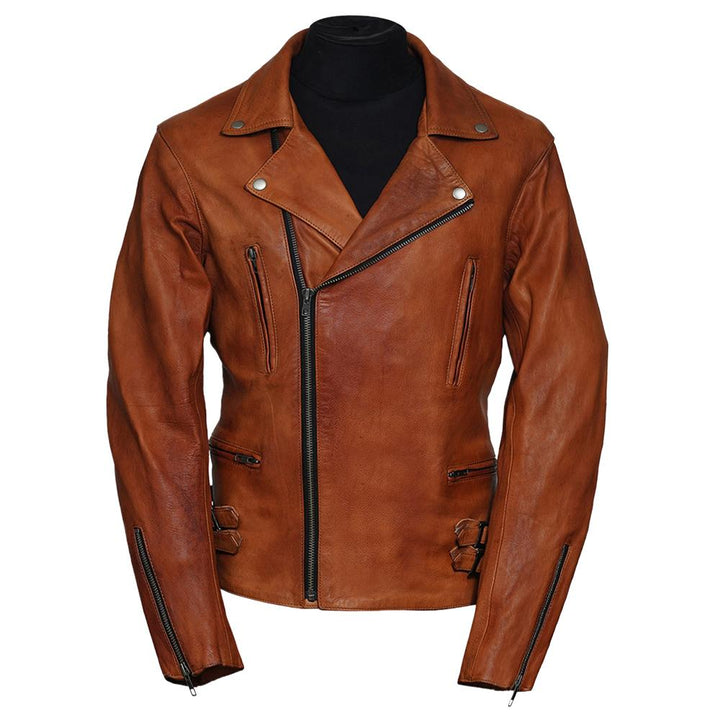 Easy Rider Camel Leather Jacket for Men - Genuine Slim Fit