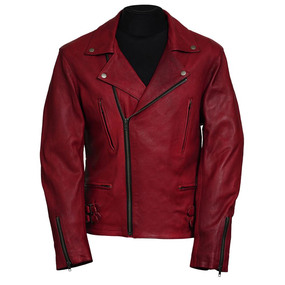 Easy Rider Red Leather Jacket for Men - Genuine Slim Fit