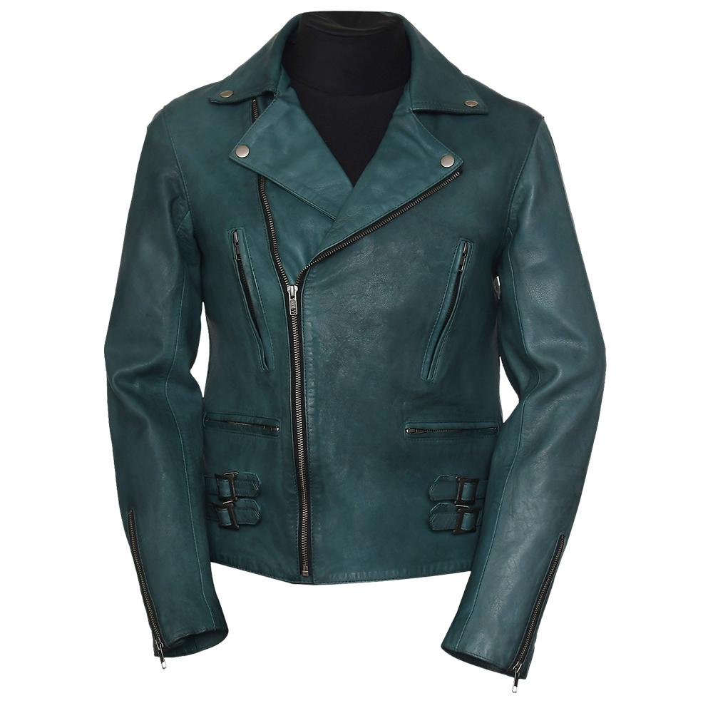 EASY RIDER TURQUOISE Leather Jacket for Men - Genuine Slim Fit