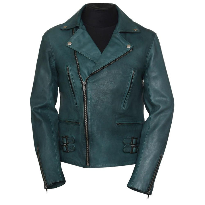 EASY RIDER TURQUOISE Leather Jacket for Men - Genuine Slim Fit