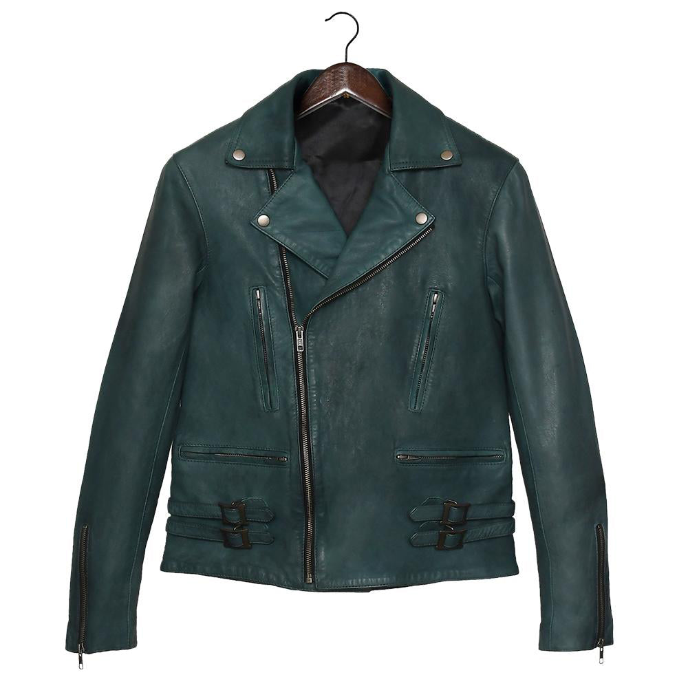 EASY RIDER TURQUOISE Leather Jacket for Men - Genuine Slim Fit
