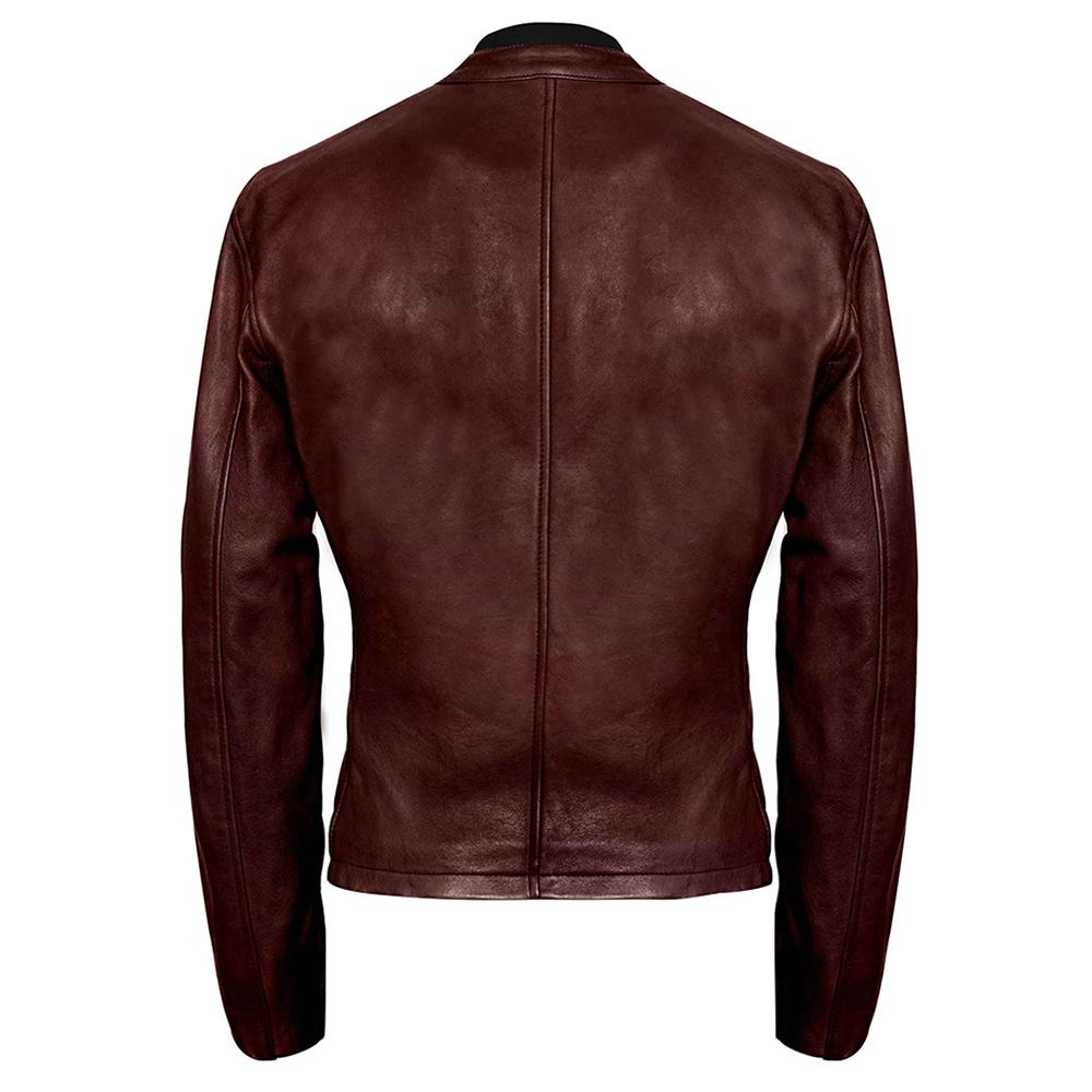 Moto Racer Brown Leather Jacket for Men - Genuine Slim Fit