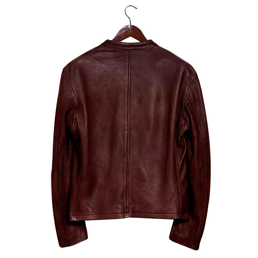 Moto Racer Brown Leather Jacket for Men - Genuine Slim Fit
