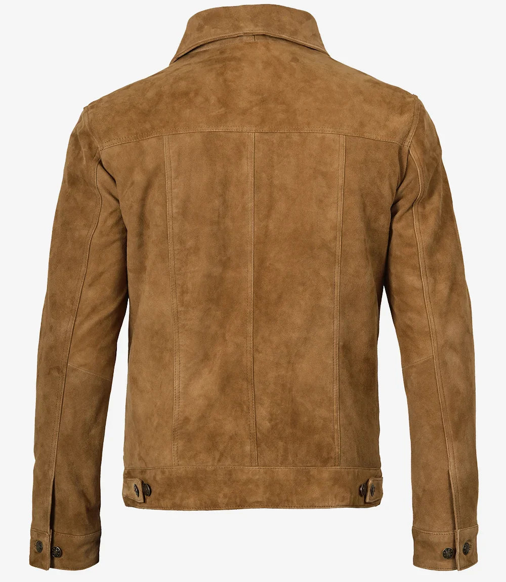 Light Brown Men's Trucker Suede Jacket