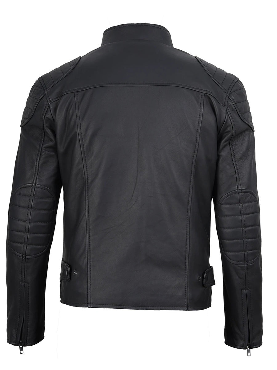 Men's Matte Black Biker Style Leather Jacket