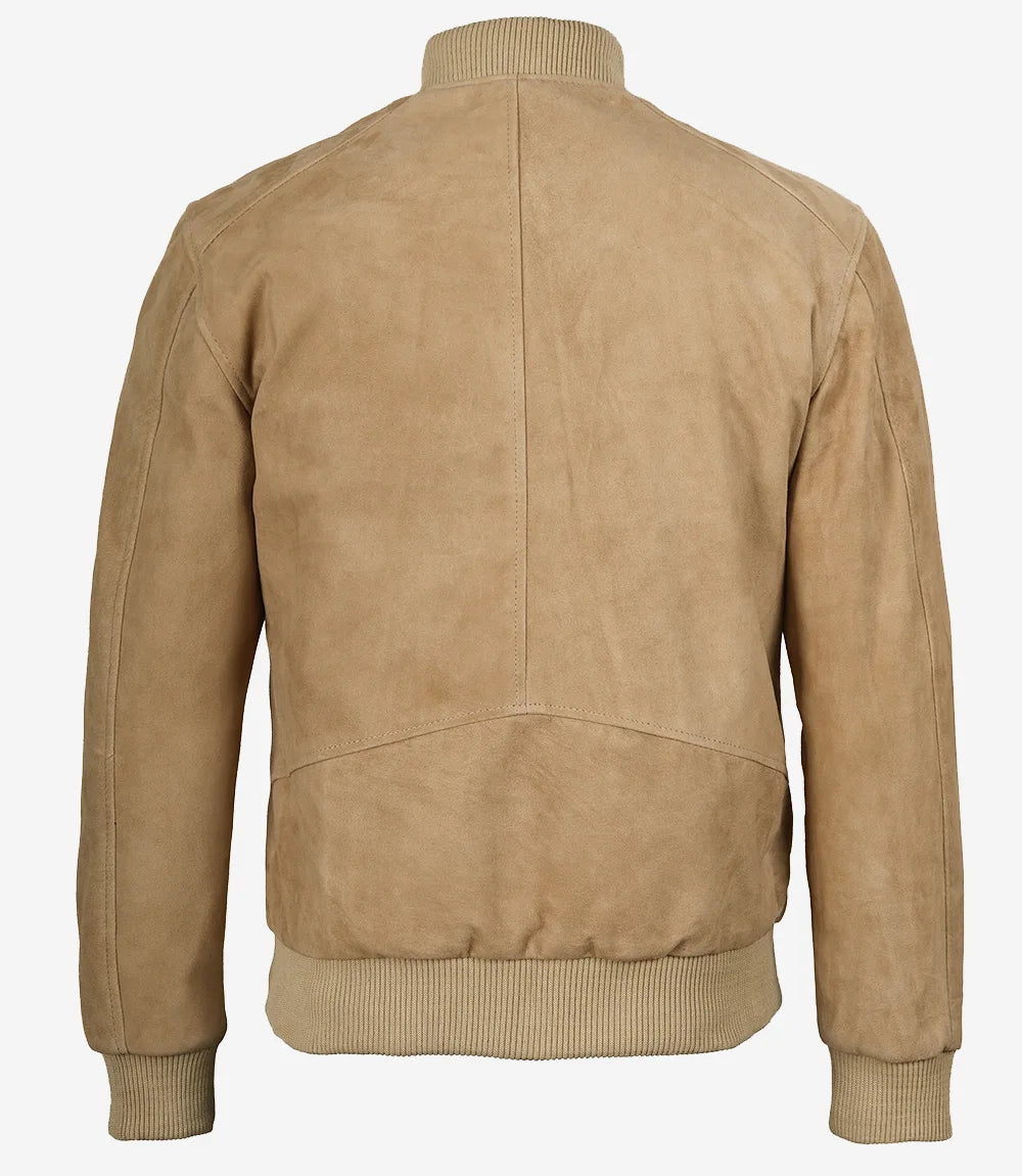 Camel Brown Men's Suede Bomber Jacket