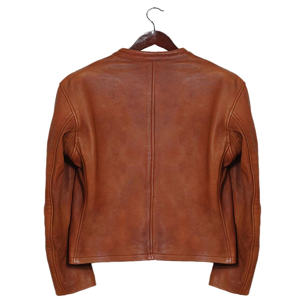Moto Racer Camel Leather Jacket for Men - Genuine Slim Fit