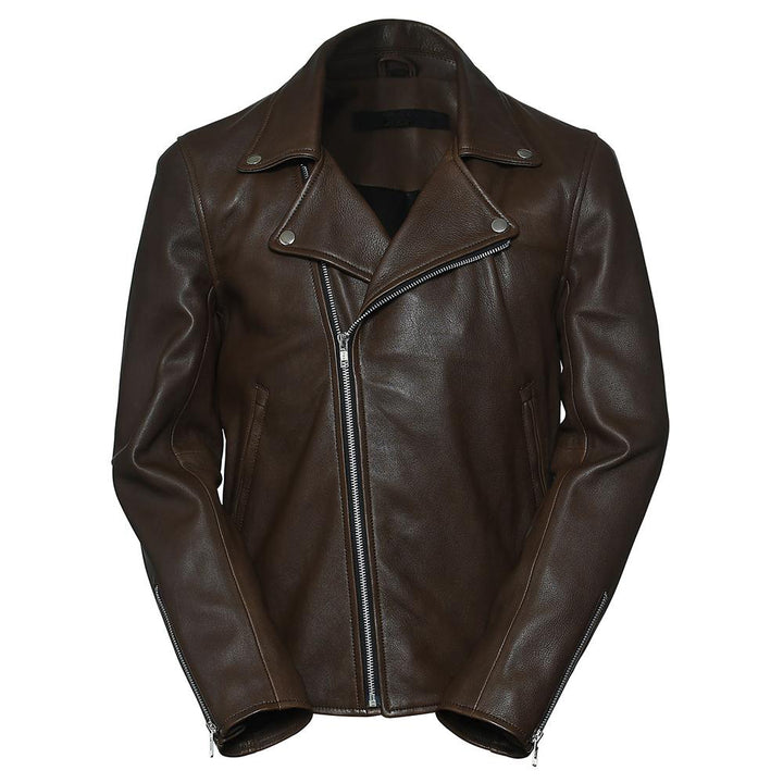 Premium Stylish Biker Brown Fashion Leather Jacket for Men - Genuine Slim Fit