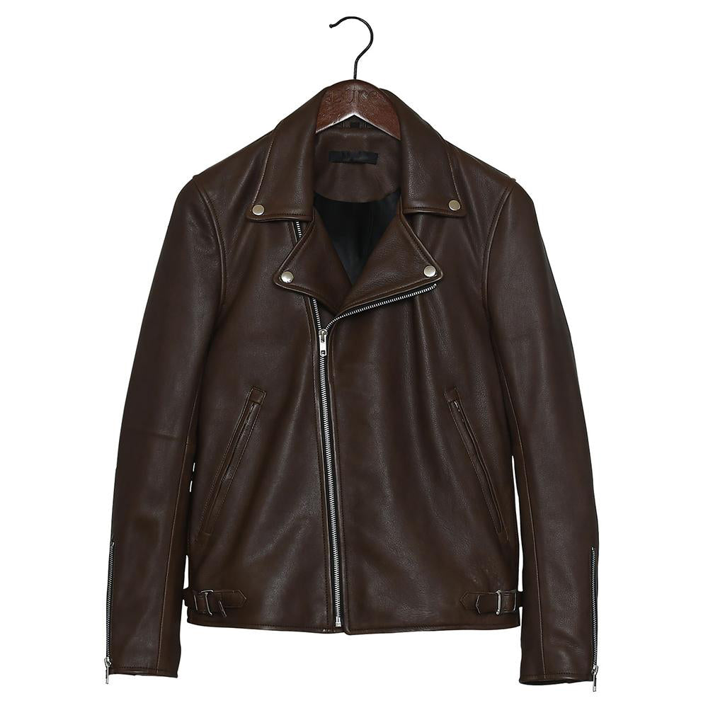 Premium Stylish Biker Brown Fashion Leather Jacket for Men - Genuine Slim Fit