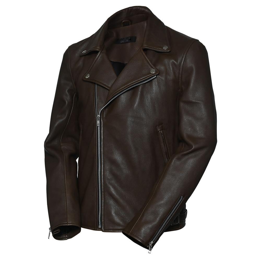 Premium Stylish Biker Brown Fashion Leather Jacket for Men - Genuine Slim Fit