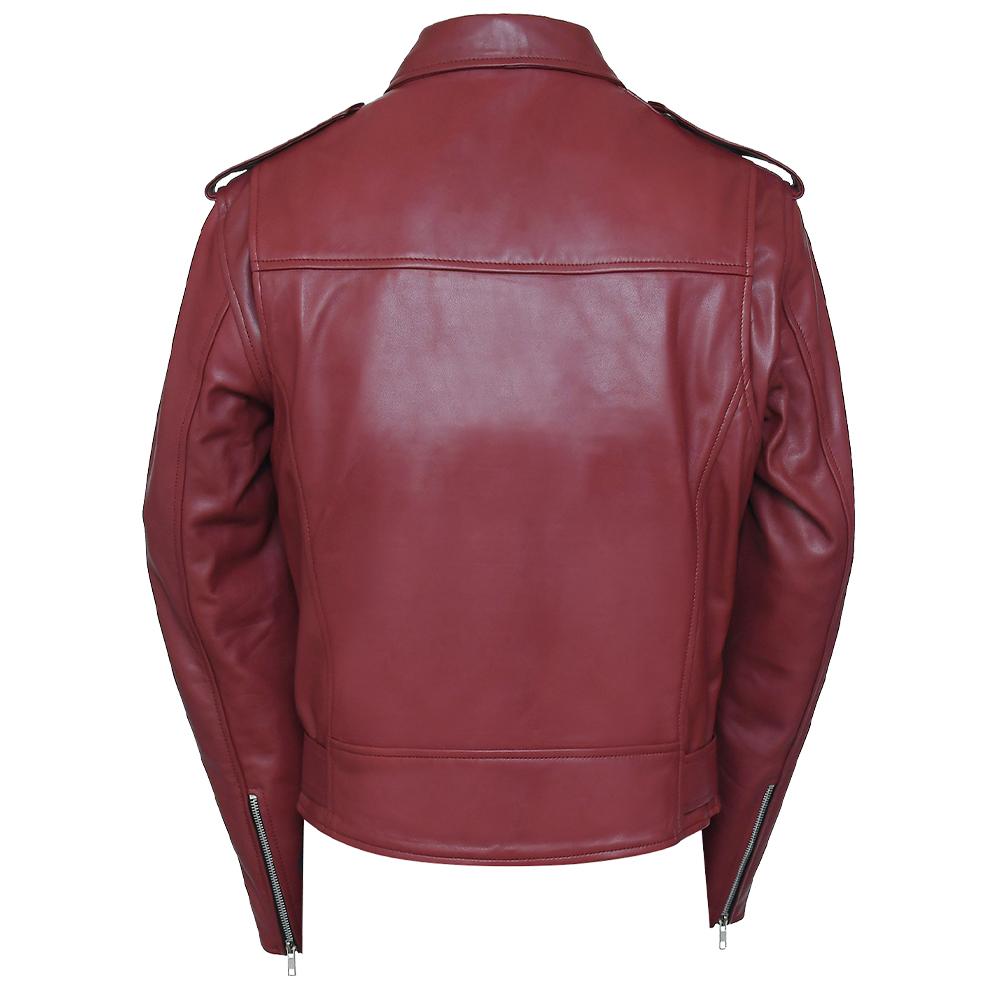 Premium Stylish Biker Red Leather Jacket for Men - Genuine Slim Fit