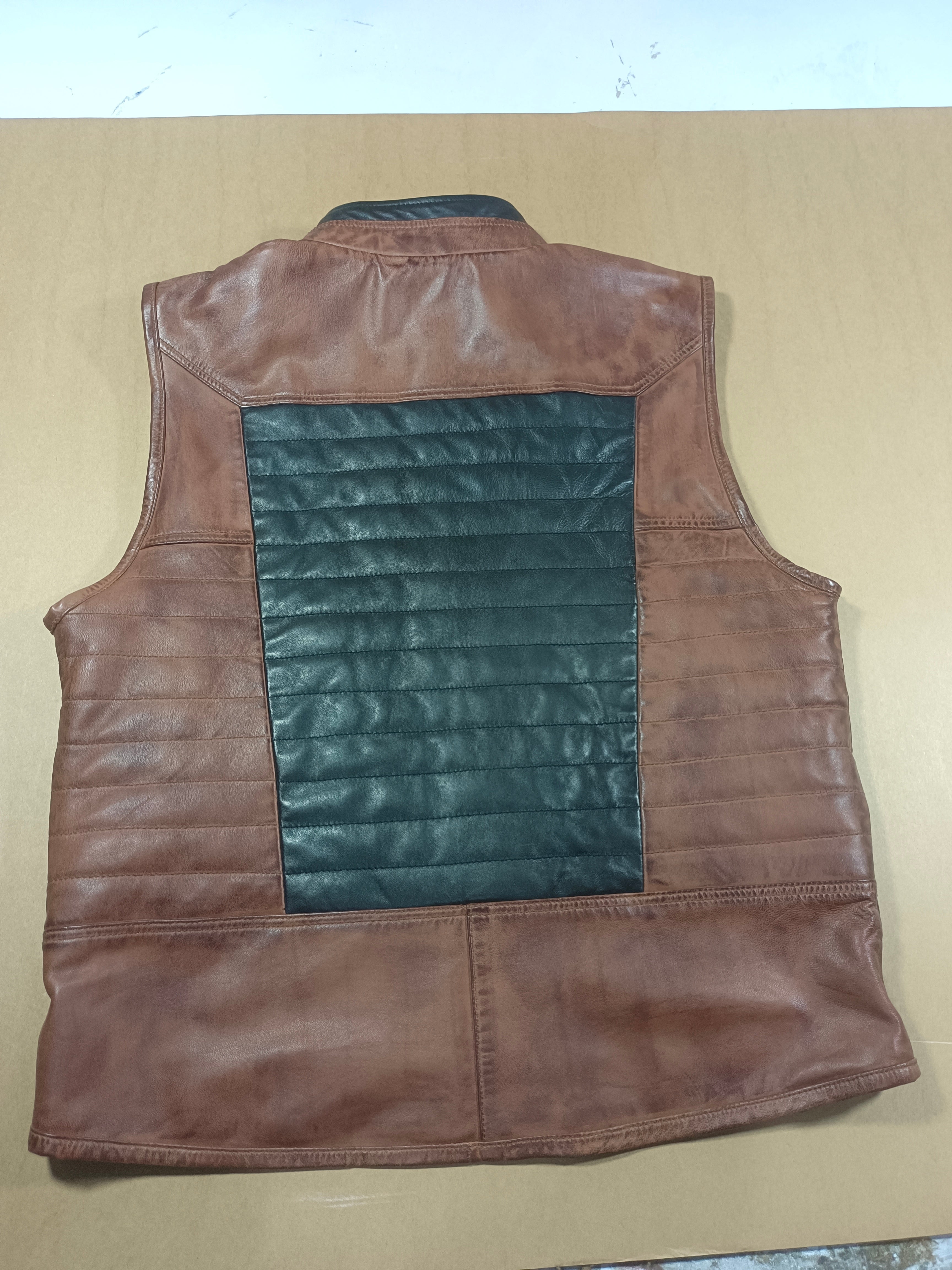 Unisex Brown & Black Leather Vest
