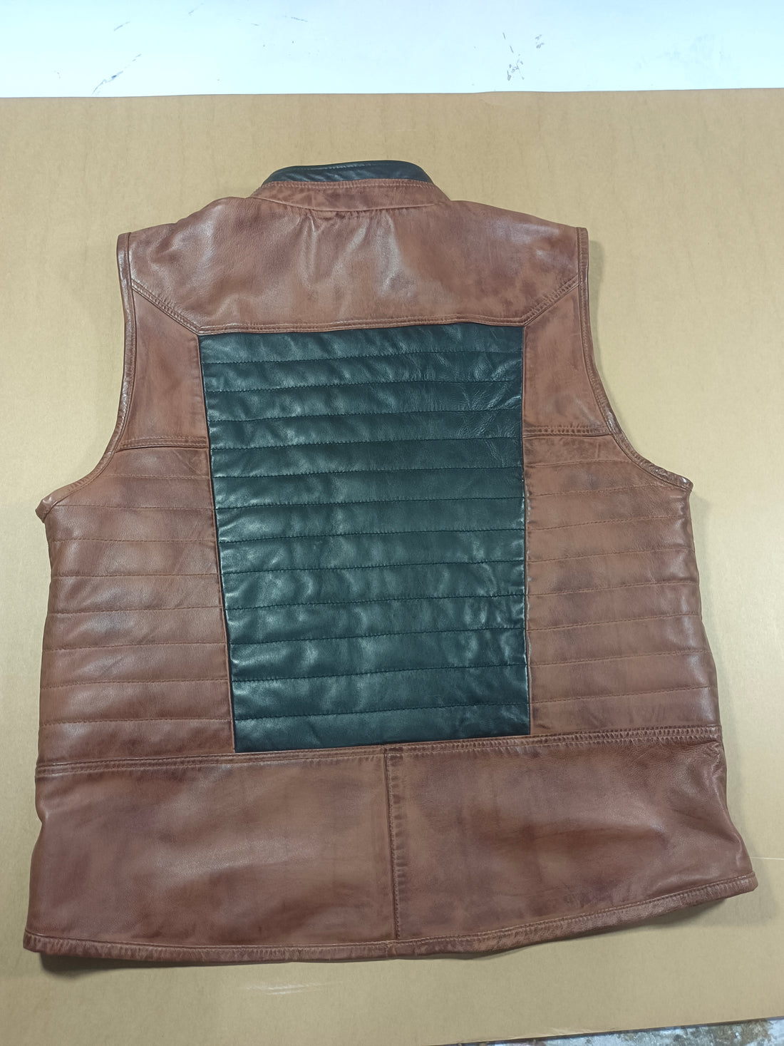 Unisex Brown & Black Leather Vest
