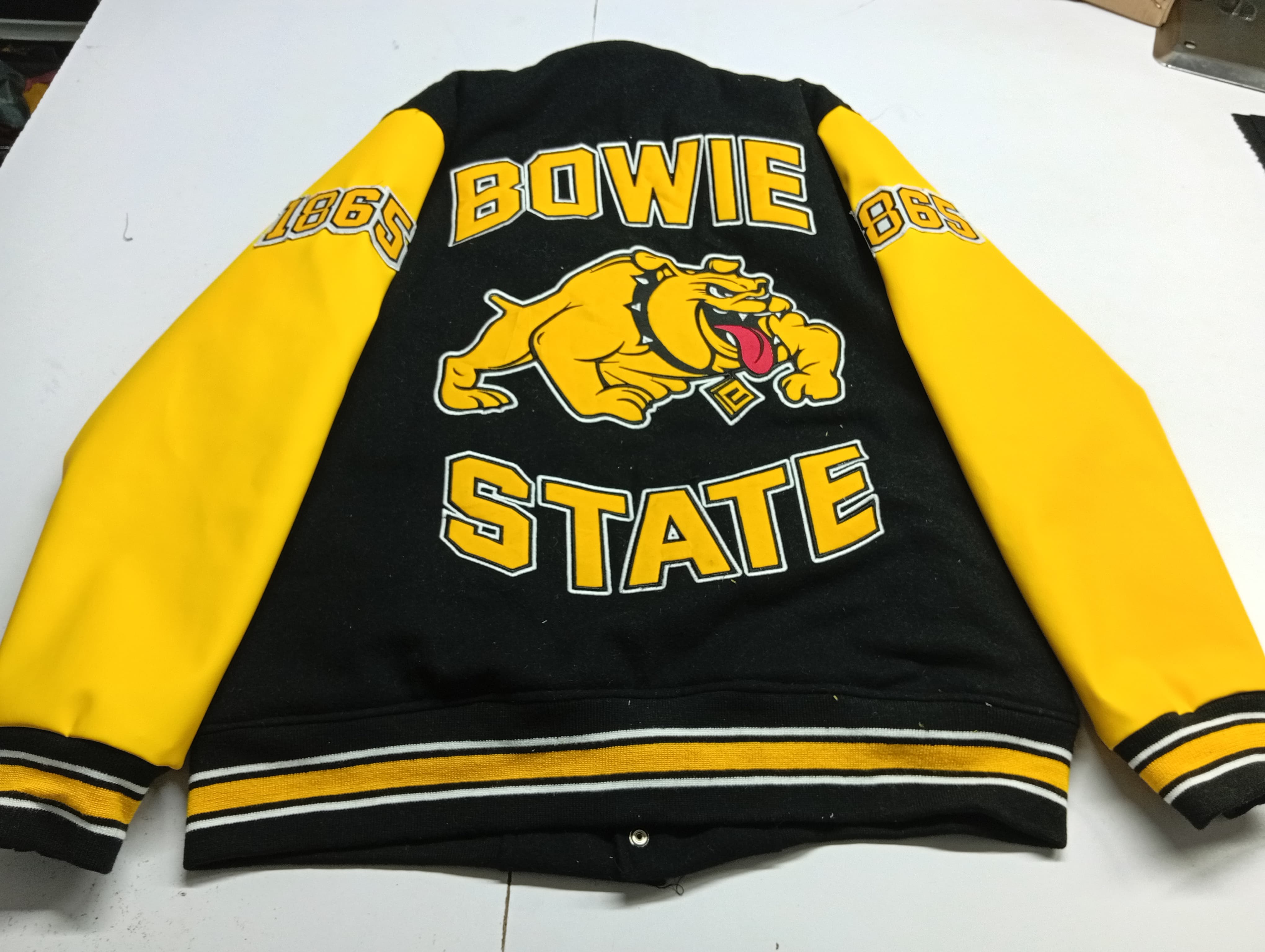 Bowie State University Black and Gold Varsity Jacket