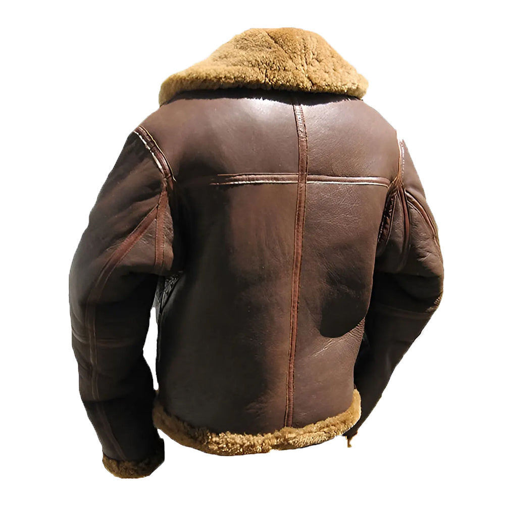 James Men’s Brown B-3 Bomber Leather Jacket